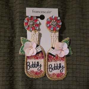 Francesca's Bubbly Beaded Earrings with Pink and Gold